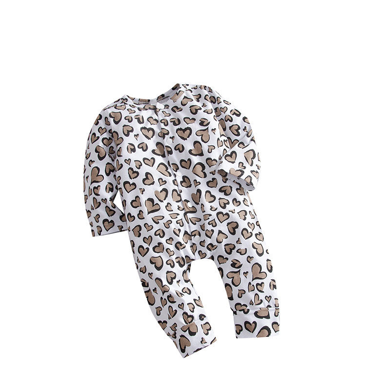 Baby Leopard Print Long Sleeve Rompers