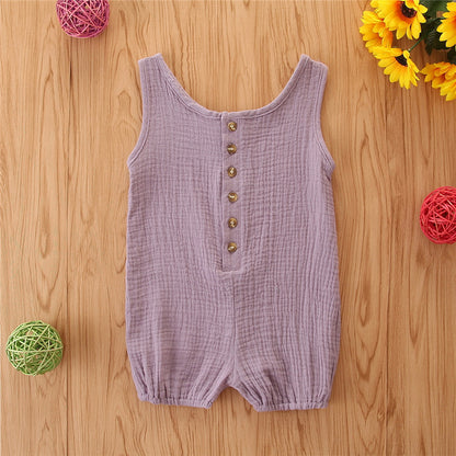 Baby Sleeveless Linen Rompers