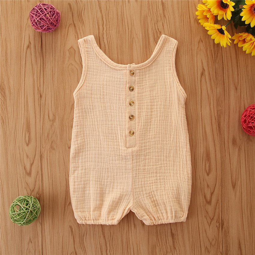 Baby Sleeveless Linen Rompers