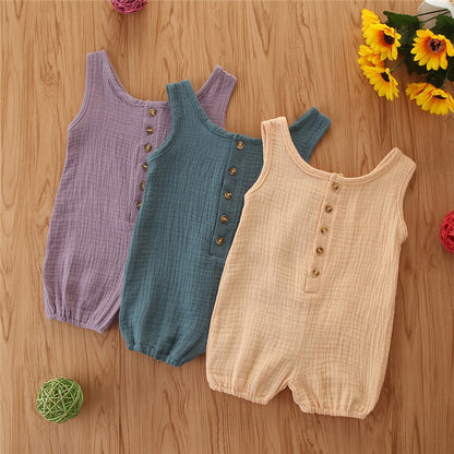 Baby Sleeveless Linen Rompers