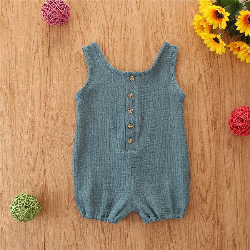 Baby Sleeveless Linen Rompers